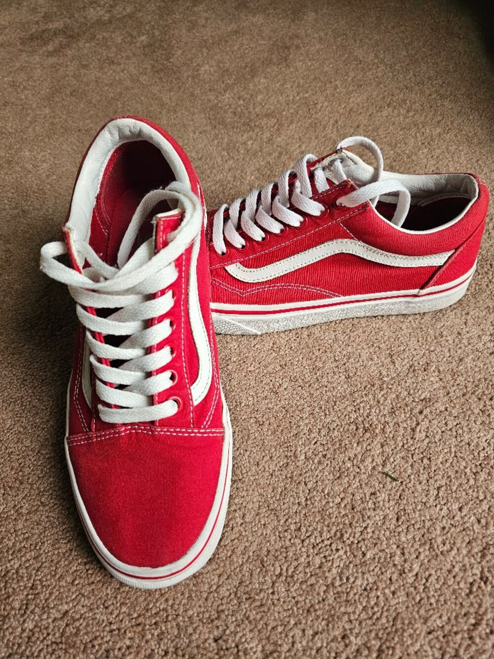 Women's Red Vans - Size US 8.5 woman, 7 man